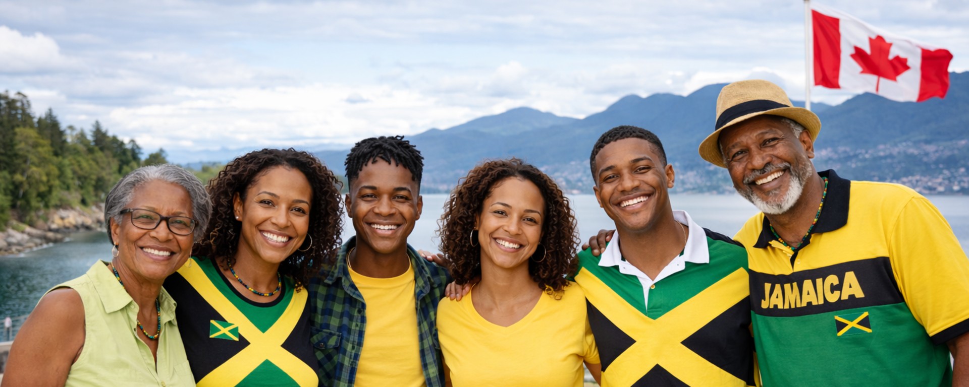 Jamaican Canadian community members standing together in British Columbia